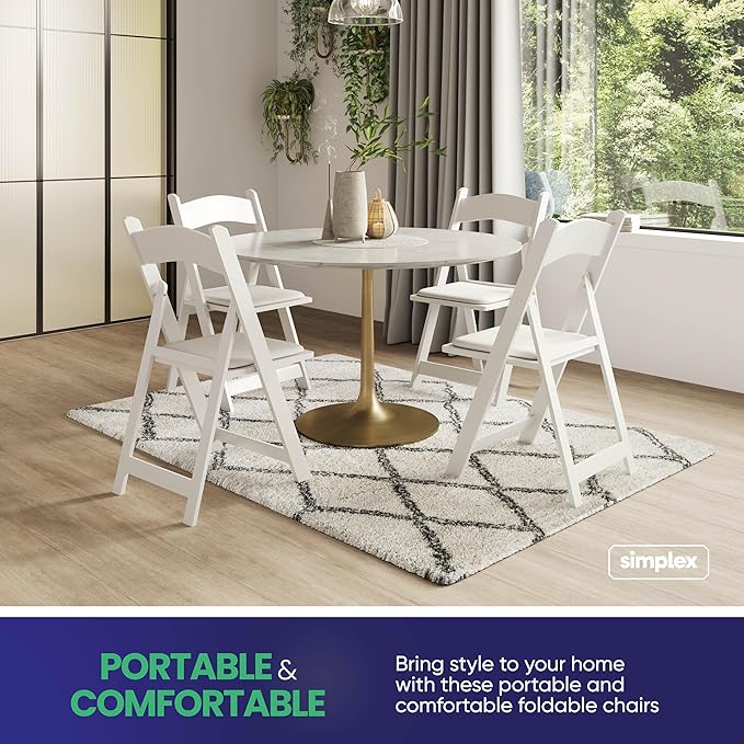 SIMPLEX 500 White Folding Chairs – Resin Stackable Foldable Chairs - Image 4
