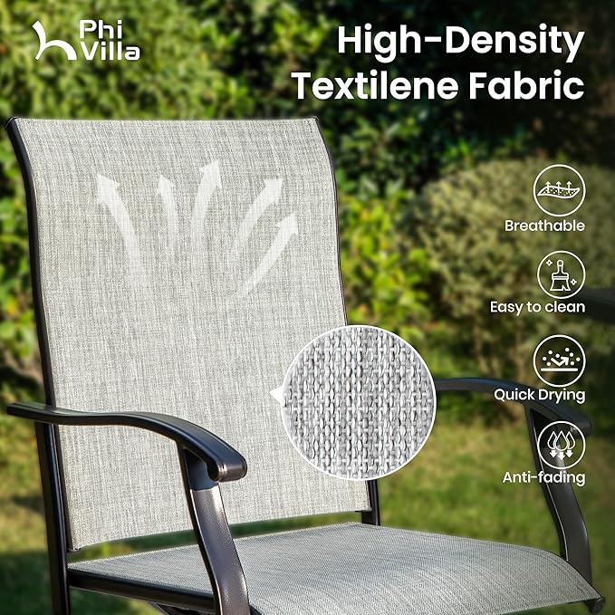 PHI VILLA Outdoor Swivel Patio Bar Stools Set of 4, 30 Inch Bar Height Tall - Image 6
