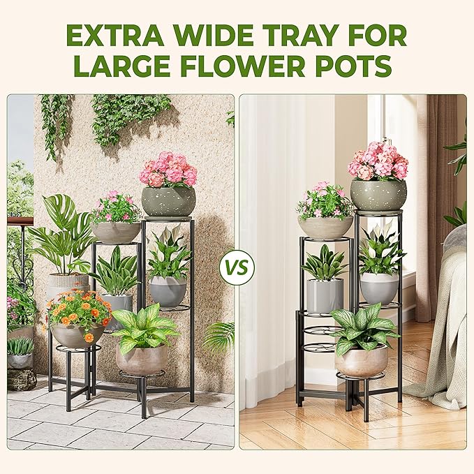 Corner Shelf Patio 7 Tier Metal Plant Stand Indoor Outdoor Tall Metal Flower - Image 4