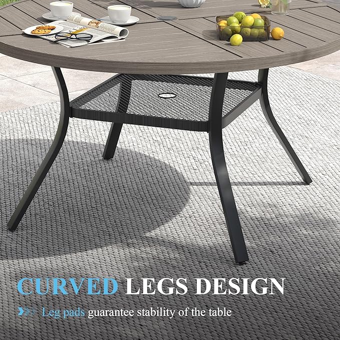 VICLLAX Patio Table and Chair Set of 4, All Weather Metal Round Outdoor Dining - Image 6