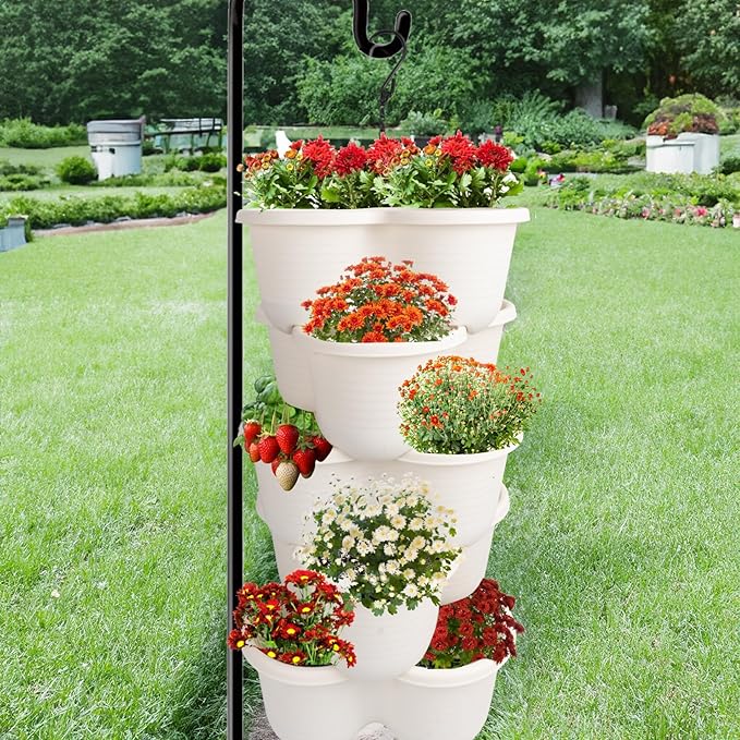 Hourleey Strawberry Planter, 5 Tier Stackable Gaden Tower - Image 7