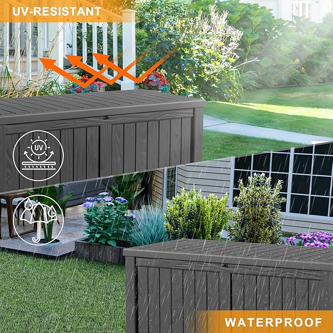 150 Gallon Waterproof Outdoor Storage Box, Resin Deck Box, Lockable Outside - Image 7
