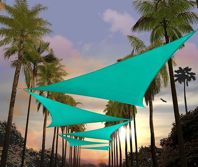 Amgo 12' x 12' x 12' Turquoise Triangle Sun Shade Sail UPF50+ Canopy Awning by Amgo