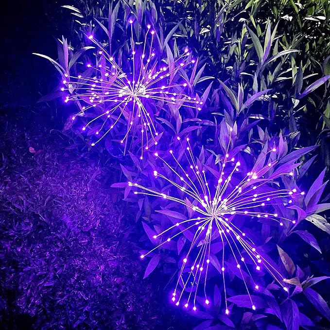 JJGoo Solar Firework Lights, 2 Pack 180 LEDs 2 Lighting Modes Solar Lights - Image 2