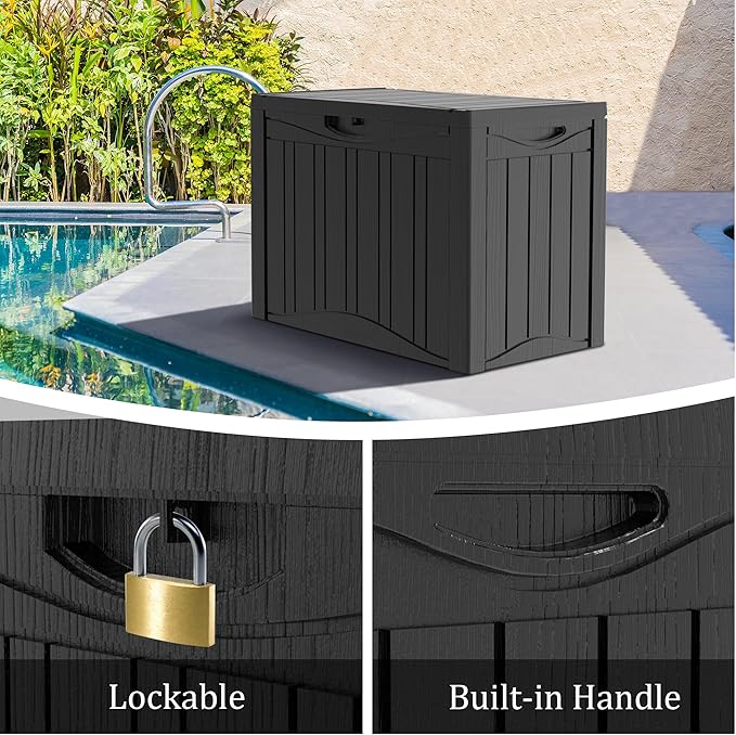 TARKARI 50 Gallon Lockable Resin Deck Box, Waterproof & UV-Resistant Outdoor - Image 3