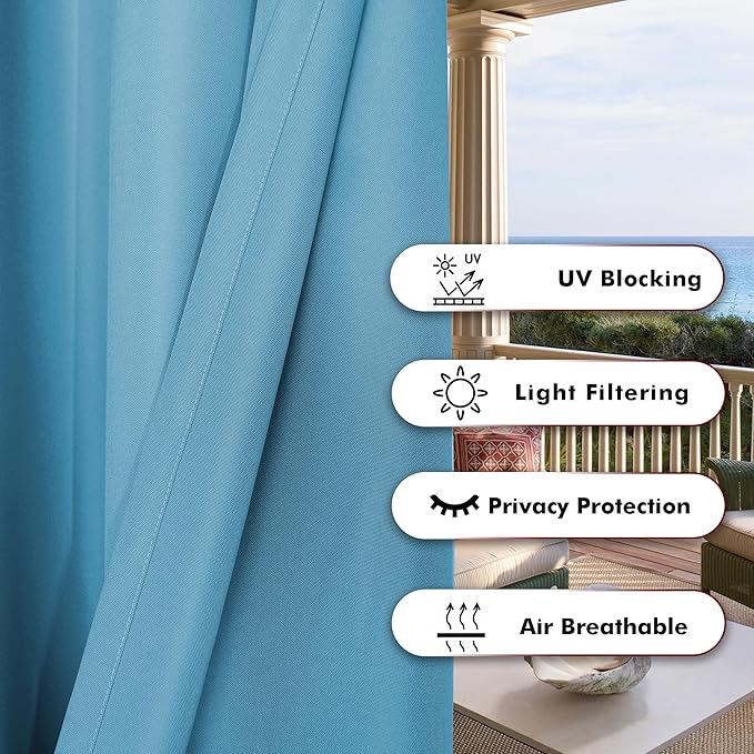 BONZER Outdoor Curtains for Patio Water Resistant Heavy Privacy Light Filtering - Image 4