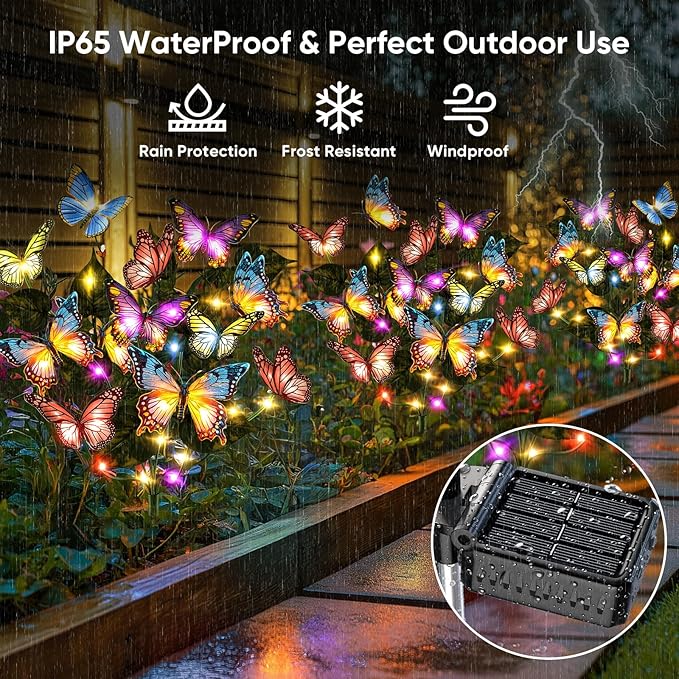 Solar Lights Outdoor Garden Decor: 8 Pack 136 Silk Butterflies - Image 4