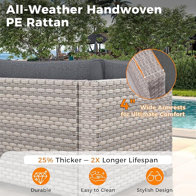 8-Seat Outdoor Wicker Patio Furniture Set - Image 4