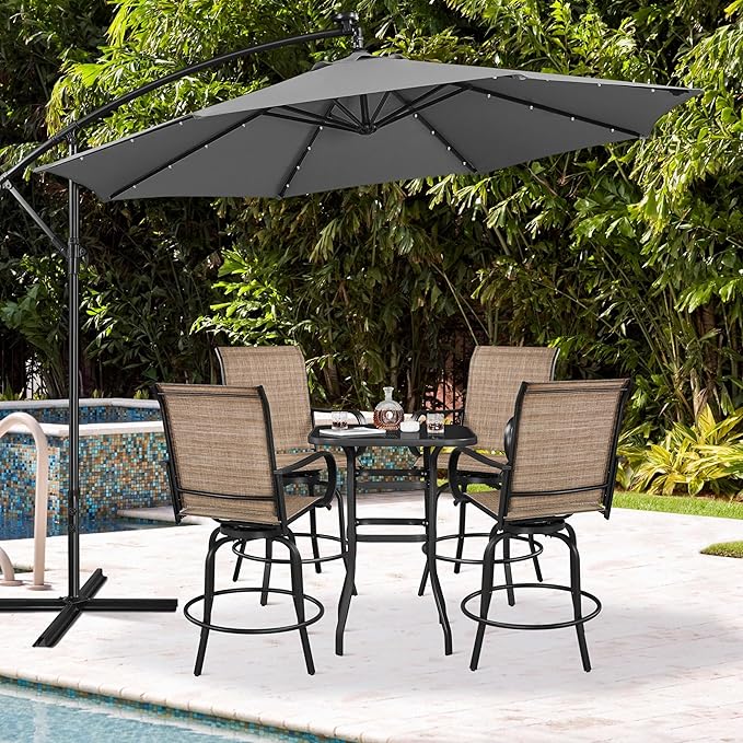 Yaheetech Patio Swivel Bar Stools Outdoor Chairs Set of 2 Outdoor High Bistro - Image 9