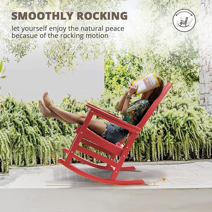 LUE BONA Outdoor Rocking Chairs Set of 4, HDPS Porch Rocker - Image 5