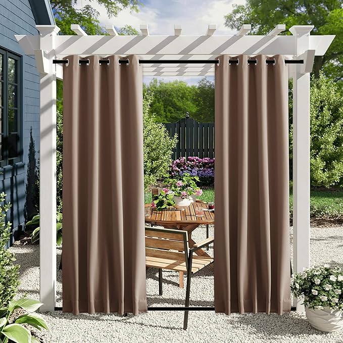 NICETOWN 2 Panels Blackout Patio Waterproof Outdoor Curtains, Thermal Insulated - Image 2
