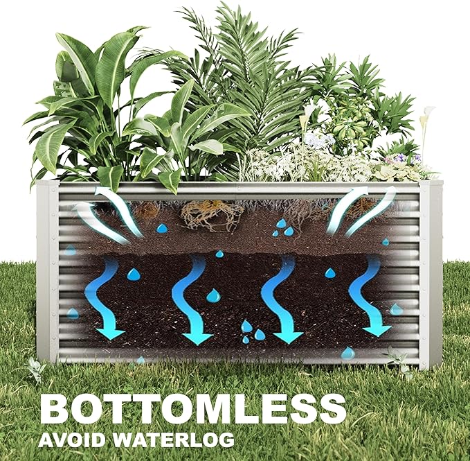 8x4x2ft Raised Garden Beds Kit, Galvanized Planter Garden Boxes Outdoor - Image 2