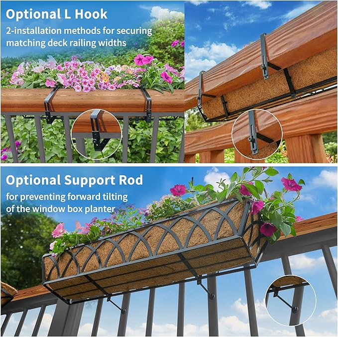 24in 2pcs Planter Box with Coco Liner, Rust-Resistant Metal Frame, Hydration - Image 6