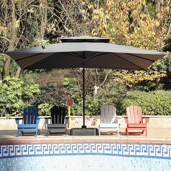 10x13FT Cantilever Outdoor Patio Umbrellas, Double Top Large Rectangle Umbrella - Image 2