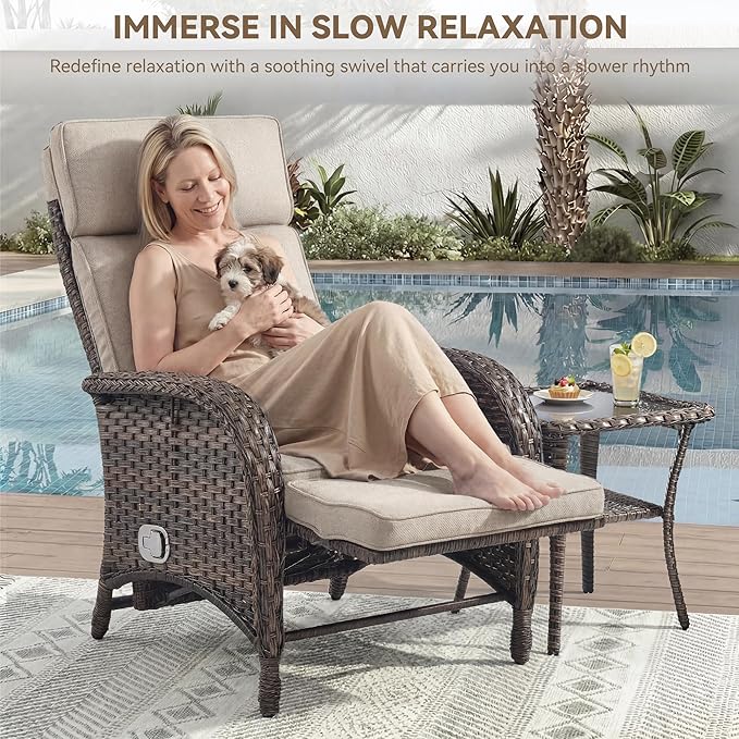 Zero Gravity Wicker Patio Recliner Chairs Set of 2 - Image 4
