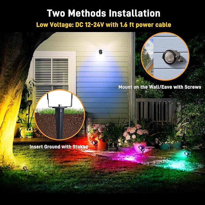 Christmas RGBW Landscape Spotlight, 12W RGBW Color Changing Outdoor Spot Lights - Image 7