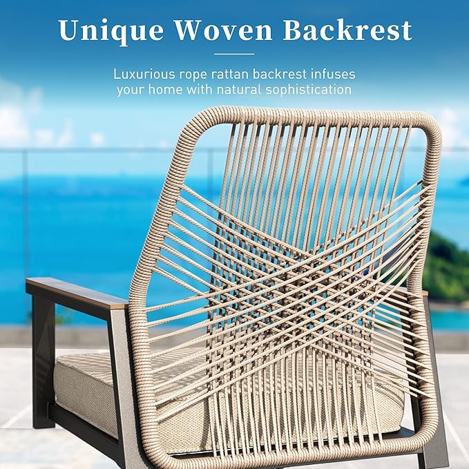 Patio Dining Set 5 Piece, 4 x Woven Rattan Swivel Chairs - Image 2