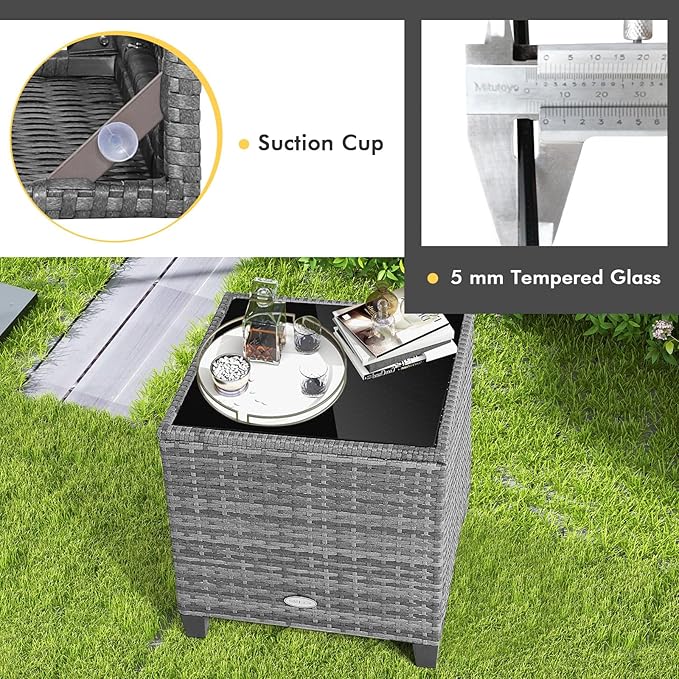 Tangkula 3 Pieces Wicker Patio Furniture Set, Outdoor Rattan Conversation - Image 8
