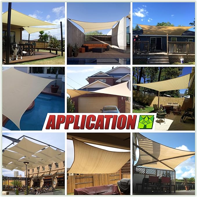 ColourTree TAPR1616 Custom Size 9' x 11' Black Sun Shade Sail Canopy UV Block - Image 3