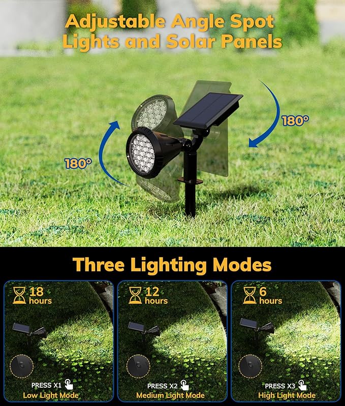 Solar Spot Lights for Outside, 21 LED Outdoor Solar Lights for Yard, 6 Pack - Image 6