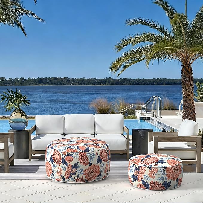 LVTXIII Indoor/Outdoor Extra Large Inflatable Ottoman Pouf D31 x H14 Inch - Image 5