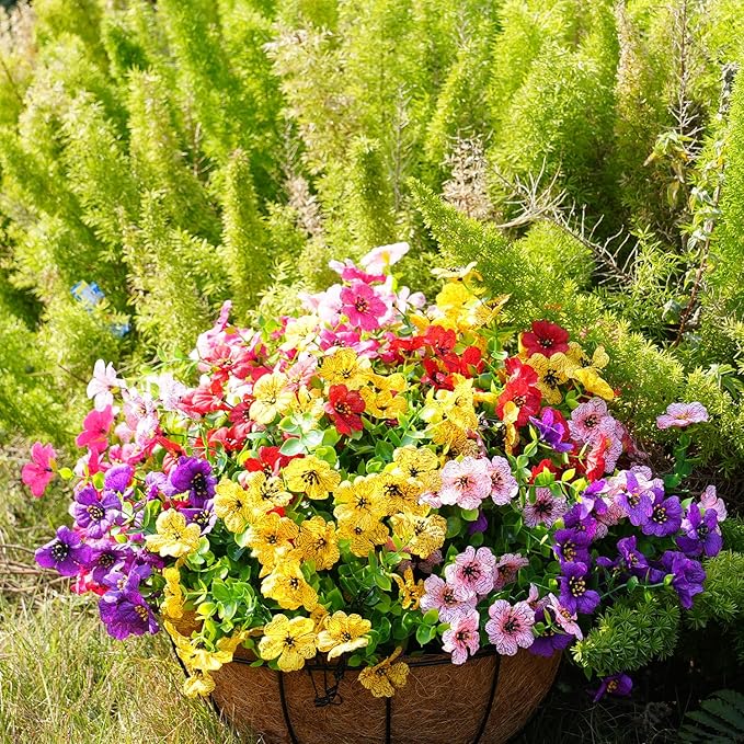 Artificial Flowers for Outdoor, UV Resistant Fake Silk Flowers, Realistic Faux - Image 7