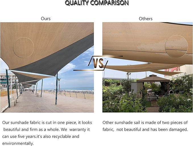 Tronssien Triangle 16'x16'x23' Sun Shade Sail, 95% UV Blockage Canopy Awning - Image 7