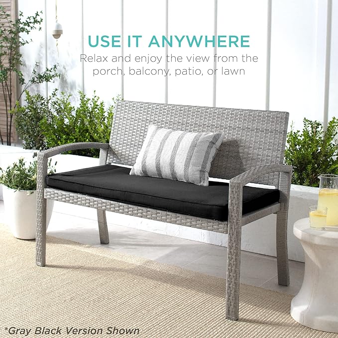 Best Choice Products Outdoor Bench 2-Person Wicker Garden Patio Benches Seating - Image 8