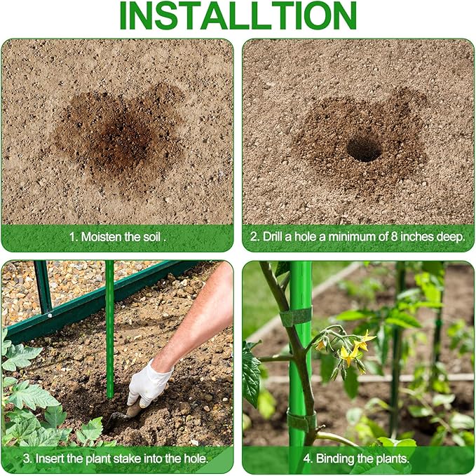 WAENLIR Garden Stakes 57 inch 4.8ft Sturdy Tomato Stakes, Plant Stakes - Image 5