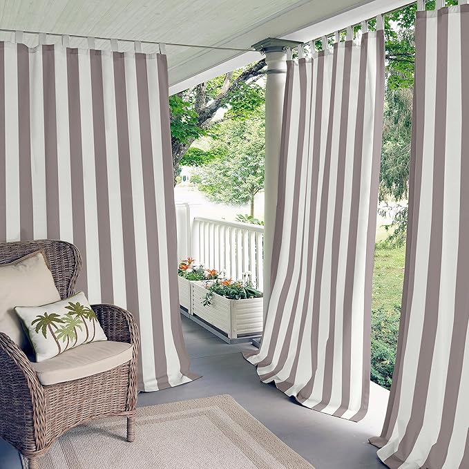 Elrene Home Fashions Highland Stripe Indoor/Outdoor Curtain Panel, 50 inches X - Image 9