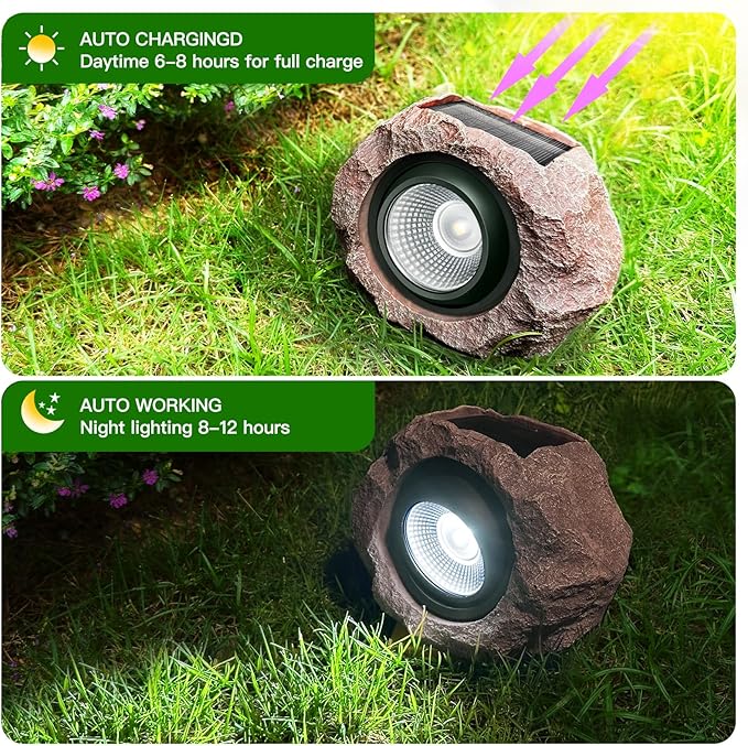 Timeflies Solar Rock Lights Outdoor 4 Pack, Bright Solar Spotlights Outdoor - Image 4