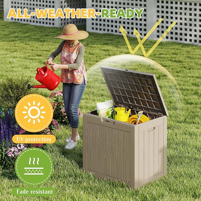 30 Gallon Outdoor Storage Box Weather Resistant UV Protection Waterproof Resin - Image 5