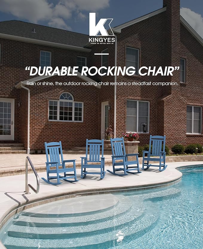 KINGYES HDPE Patio Rocking Chair Set of 2, Outdoor Rocking Chairs Porch Rocker - Image 6