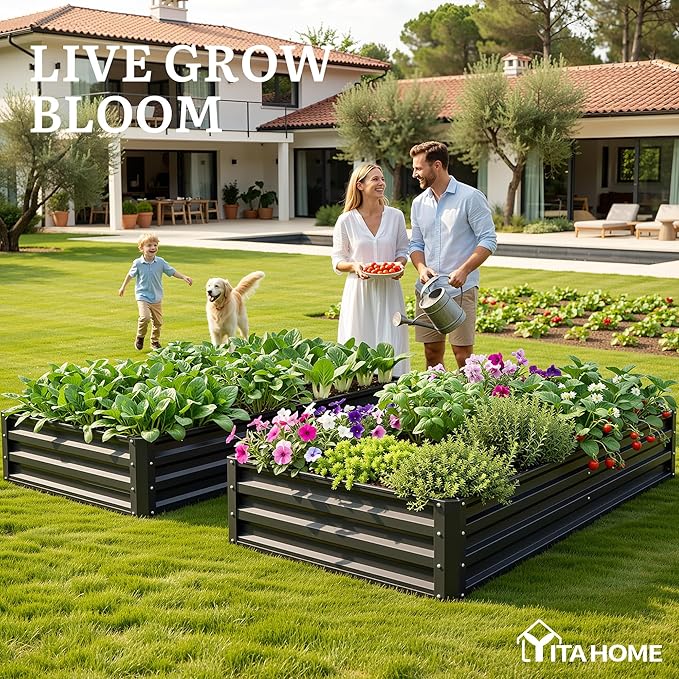 YITAHOME 6x3x1ft 2pcs Large Raised Garden Bed Kit, Galvanized Metal Planter Box - Image 3