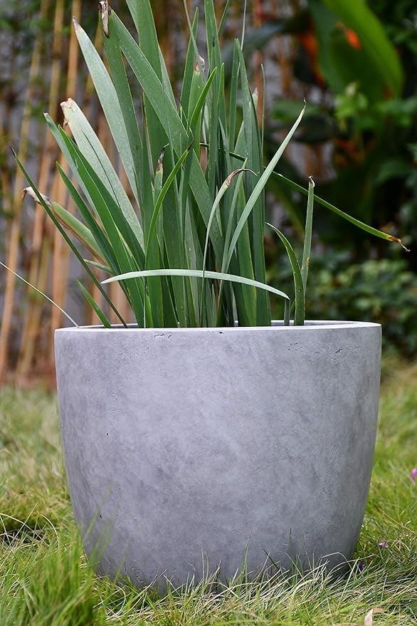 Kante 14 Inch Dia Round Concrete Planter, Indoor Outdoor Large Plant Pot - Image 16
