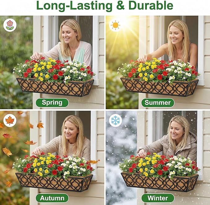 Y&M Flower Boxes for Deck Railings 24inch 4packs, Deck Railing Planter Boxes - Image 5