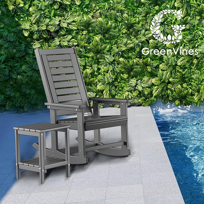 GREENVINES Outdoor Rocking Chairs | Set of 2 | Porch Rocker | HDPE Plastic | - Image 2