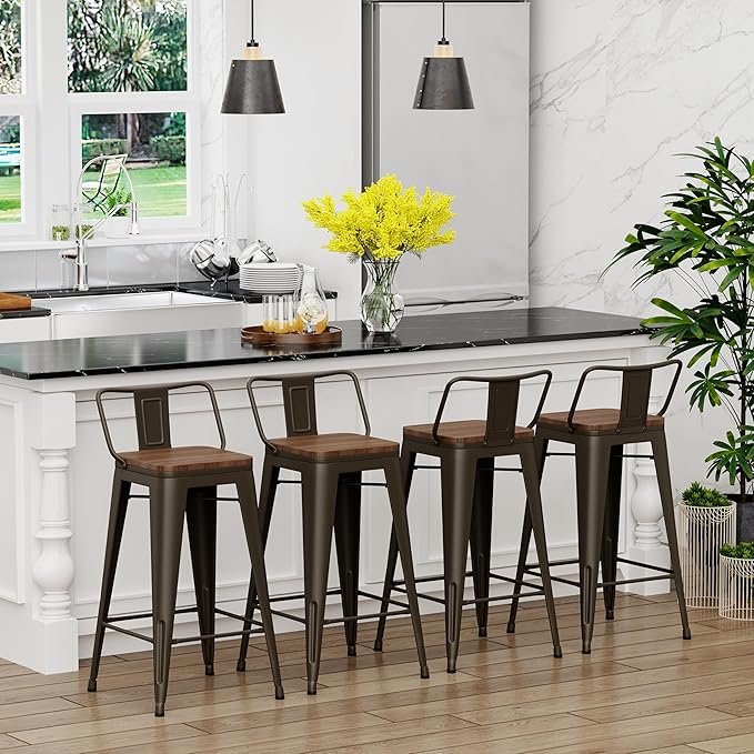 Yongchuang 24 inch Bar Stools Set of 4 Metal Counter Height Bar Stools - Image 4