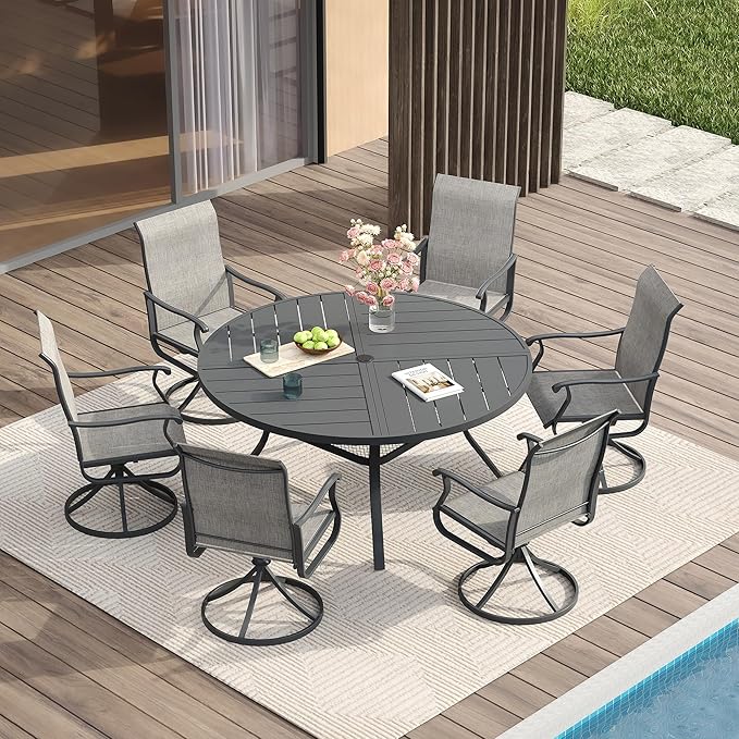 VICLLAX Round Patio Table with Adjustable Umbrella Hole - Image 7