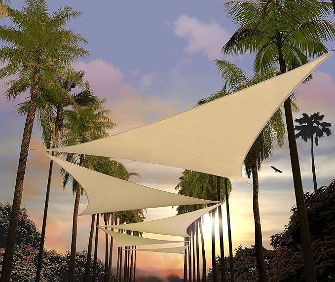 Amgo Custom Size 4' x 4' x 4' Beige Triangle Sun Shade Sail UPF50+ AGTAPRT12 by Amgo