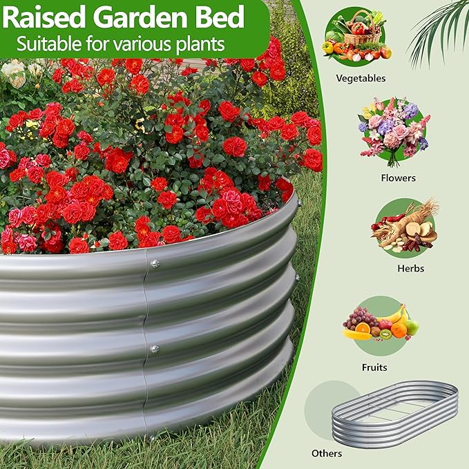 2PCS 8x2x1ft Galvanized Metal Raised Garden Bed Kit, Outdoor Planter Box - Image 6
