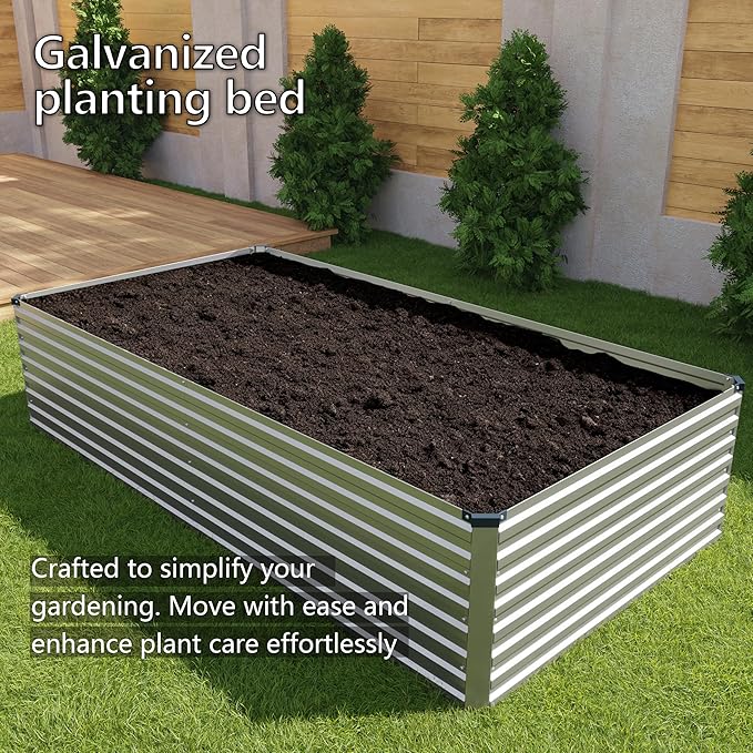 12x4x2FT Galvanized Raised Garden Bed Kit, Vegetable Plant Boxes-Rectangle - Image 7
