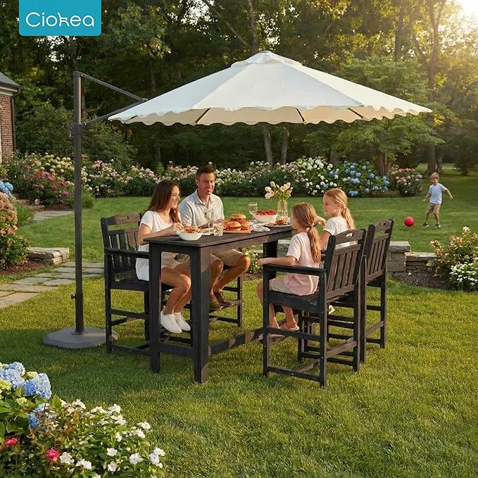 Ciokea Outdoor Bar Height Table Set of 5, Heavy-Duty All-Weather HDPE Patio Bar - Image 2