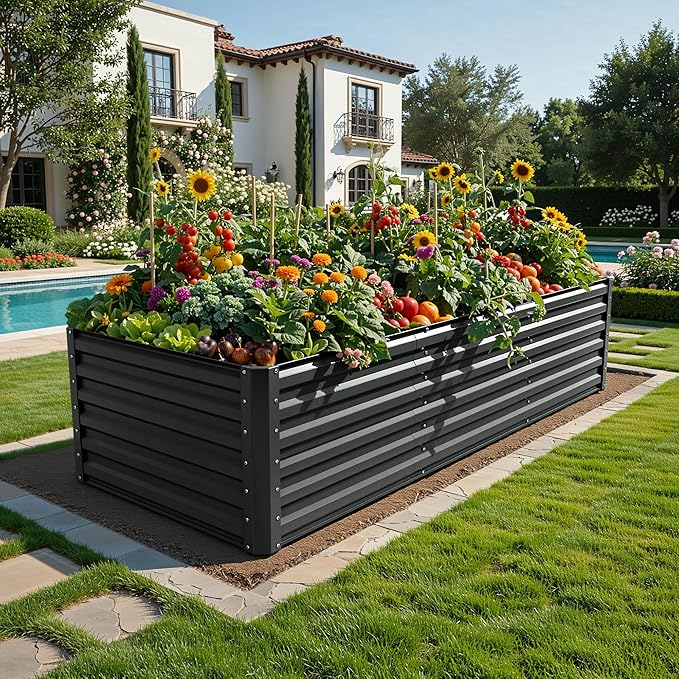 YITAHOME 8x4x2ft Large Raised Garden Bed Kit, Galvanized Metal Planter Box - Image 2
