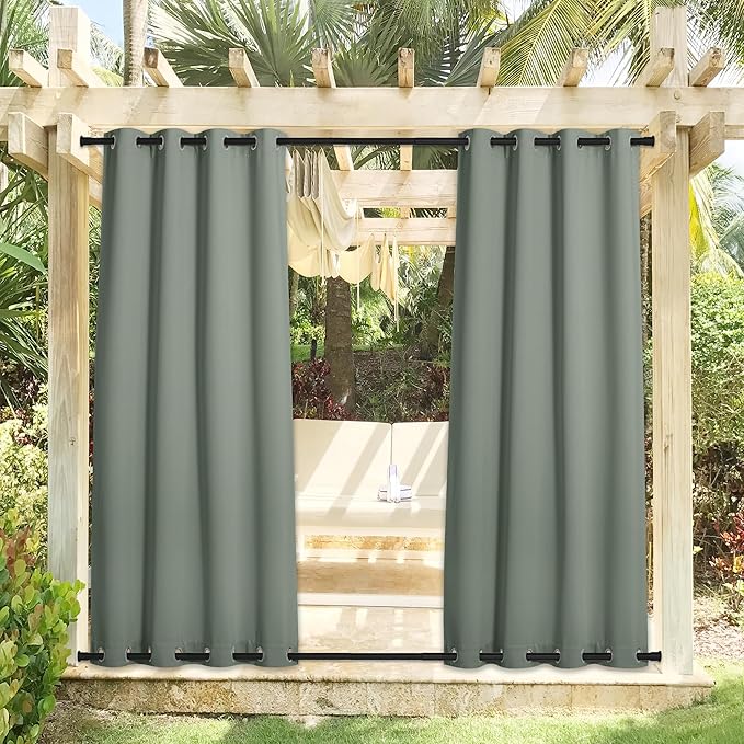 NICETOWN Outdoor Curtains for Patio Waterproof & Windproof 2 Panels, Rustproof - Image 2
