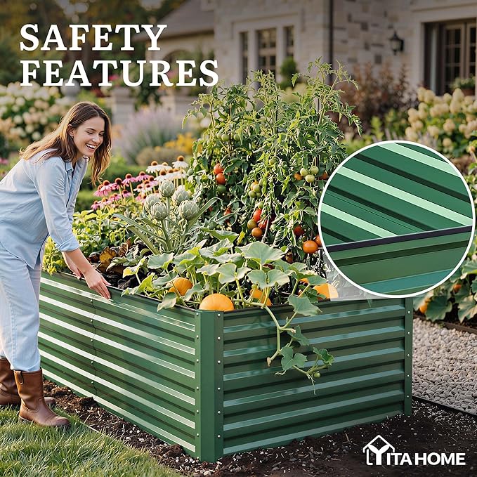 YITAHOME 8x4x2ft Large Raised Garden Bed Kit, Galvanized Metal Planter Box - Image 6