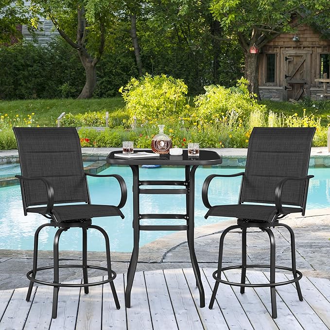Yaheetech 2 Piece Patio Swivel Bar Stools Texteline Bistro Chairs - Image 4