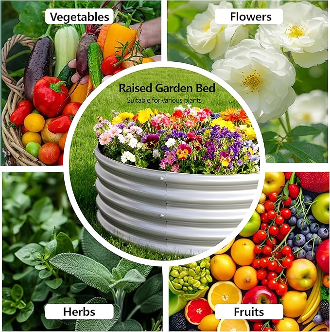 4x2x1FT Galvanized Raised Garden Bed Kit, Vegetable Boxes-Oval Metal Flower Box - Image 4