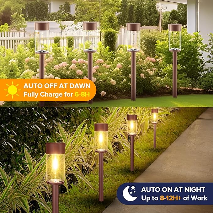 UME 8 Pack Solar Pathway Lights Outdoor, Bright Solar Garden Lights - Image 3