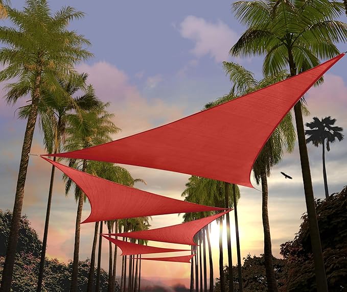 Amgo Custom Size 7' x 7' x 7' Red Triangle Sun Shade Sail Order to Make Canopy by Amgo